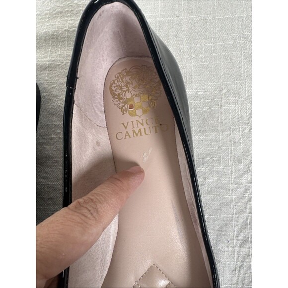 Vince Camuto 'Timba' Black Patent Leather Ballet Flats Bow Women's Sz 6.5 - FLAW - Picture 13 of 13